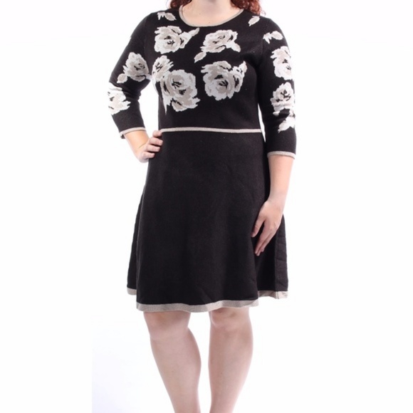Jessica Howard Dresses & Skirts - JESSICA HOWARD New Black Floral sweater dress